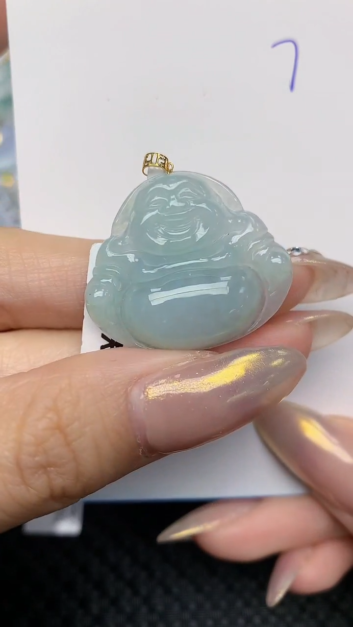 【闪购商品】翡翠颈饰18K金镶嵌天然翡翠A货，