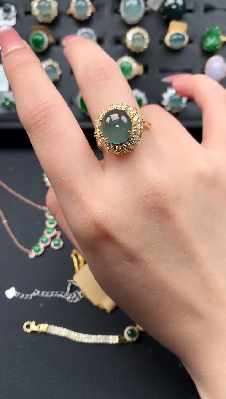 【闪购商品】翡翠戒指银S925镶嵌512341