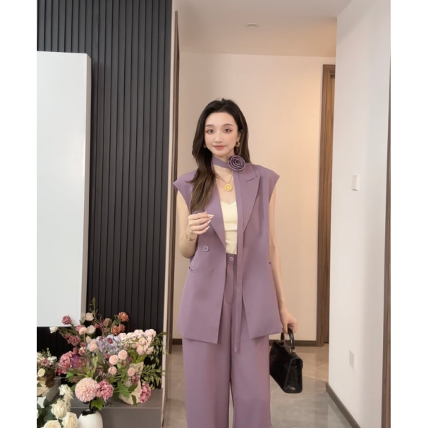 【Sia Yang 】气质无袖两件套时尚设计师气质显瘦女神百搭