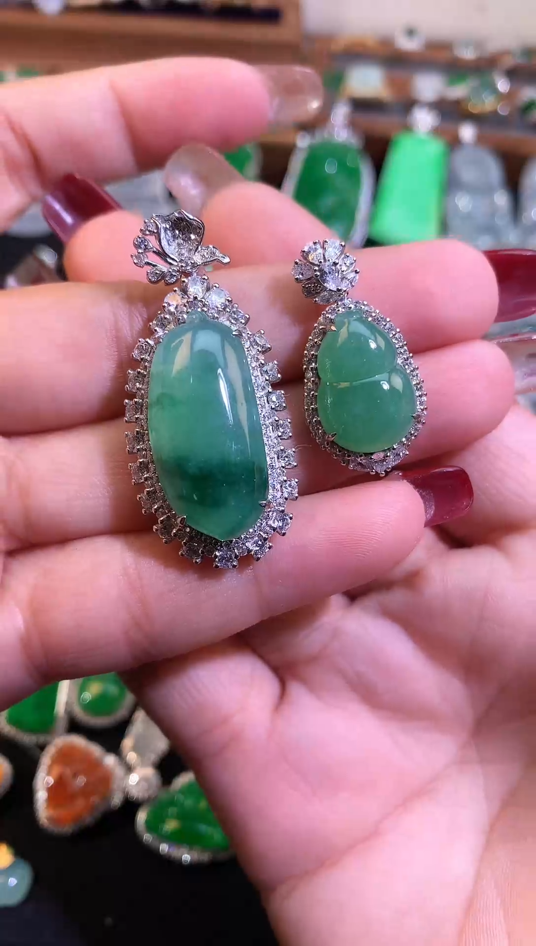 【闪购商品】翡翠颈饰银S925镶嵌缅甸天然A货翡翠