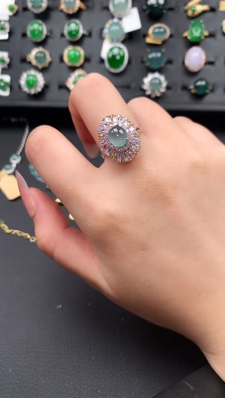 【闪购商品】翡翠戒指银S925镶嵌52141