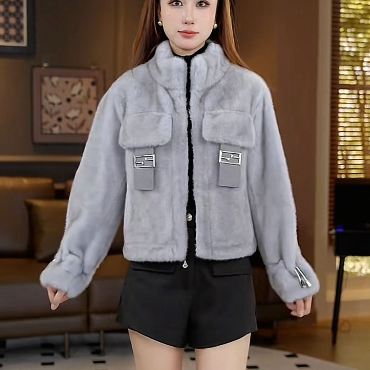 思思小个子女装【秋冬高级感氛围保暖毛毛外套】24F084