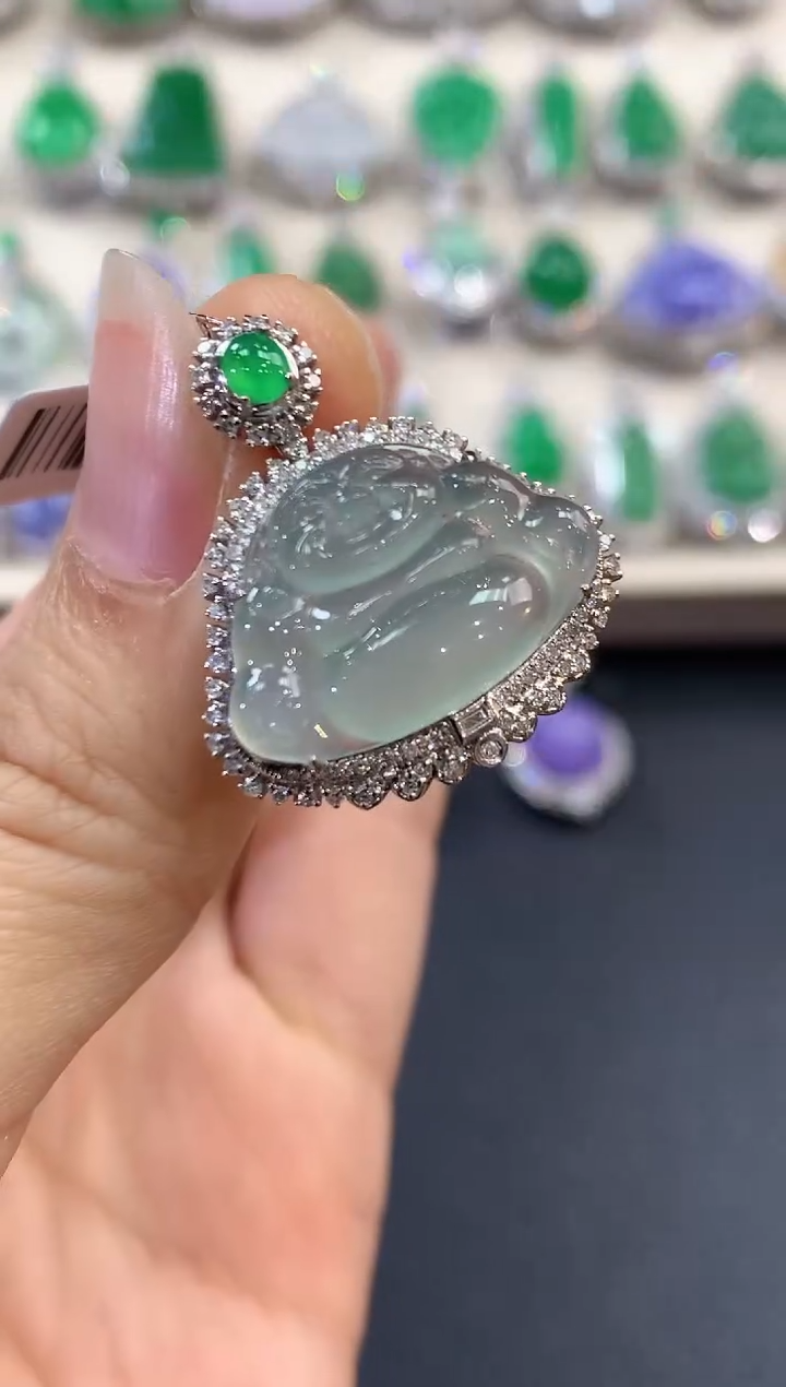 【闪购商品】翡翠吊坠(不含链)18K金镶嵌 C147