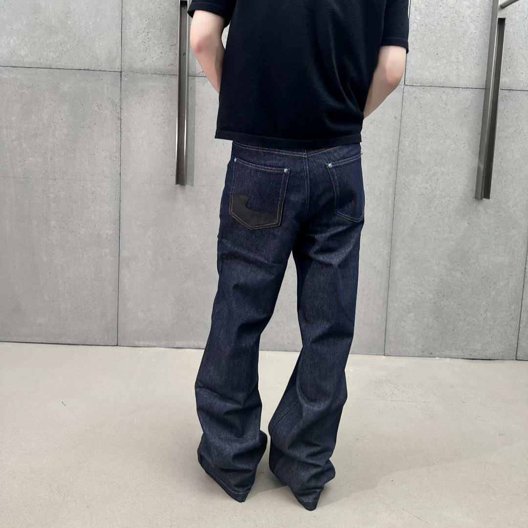 K12 25蓝松石BERTO复古直筒原牛仔长裤皮牌baggy长裤美式百搭