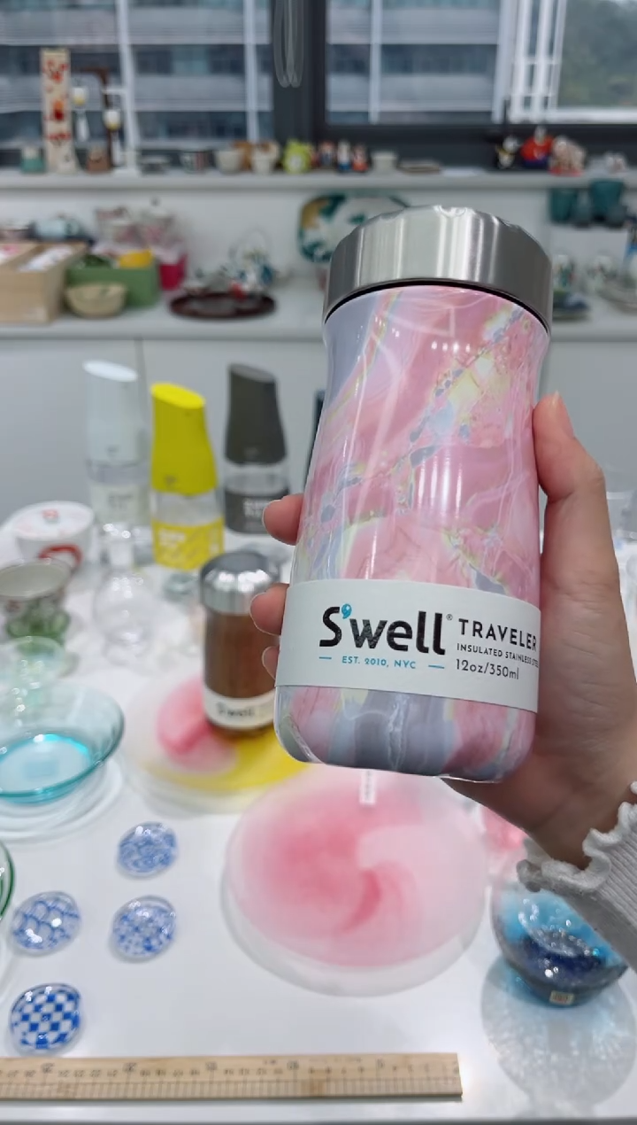 【闪购商品】瓷片玫瑰晶洞保温水瓶 350ml