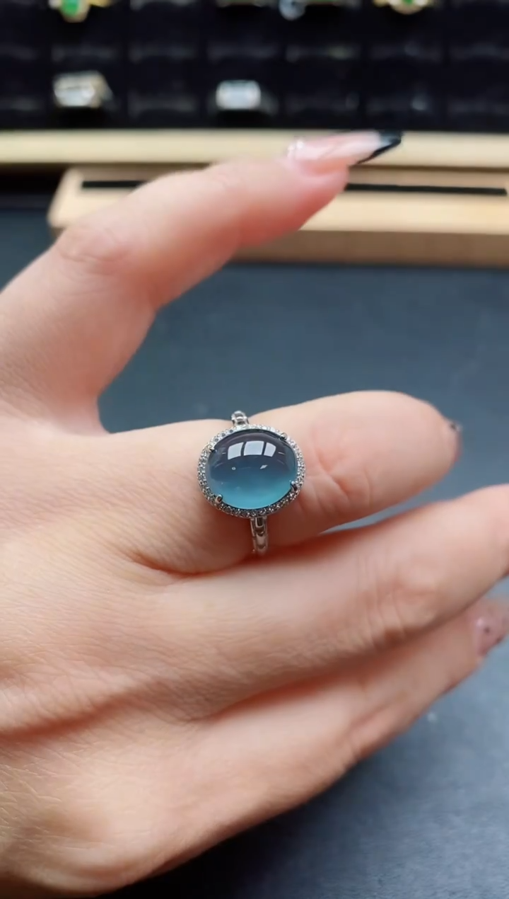 银S925镶嵌戒指翡翠1