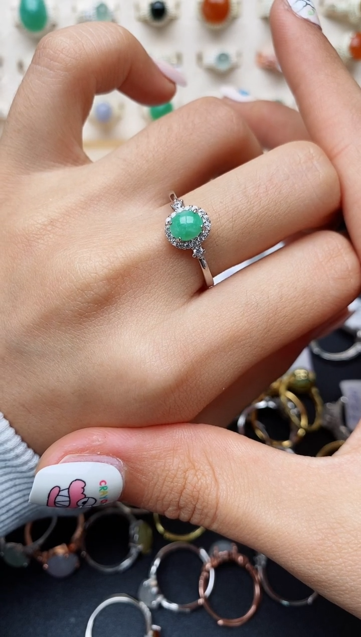 【闪购商品】翡翠戒指银S925镶嵌缅甸翡翠