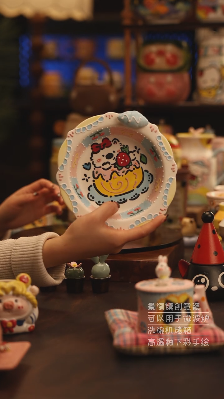 陶瓷景德镇可爱陶瓷釉下彩绘设计师款