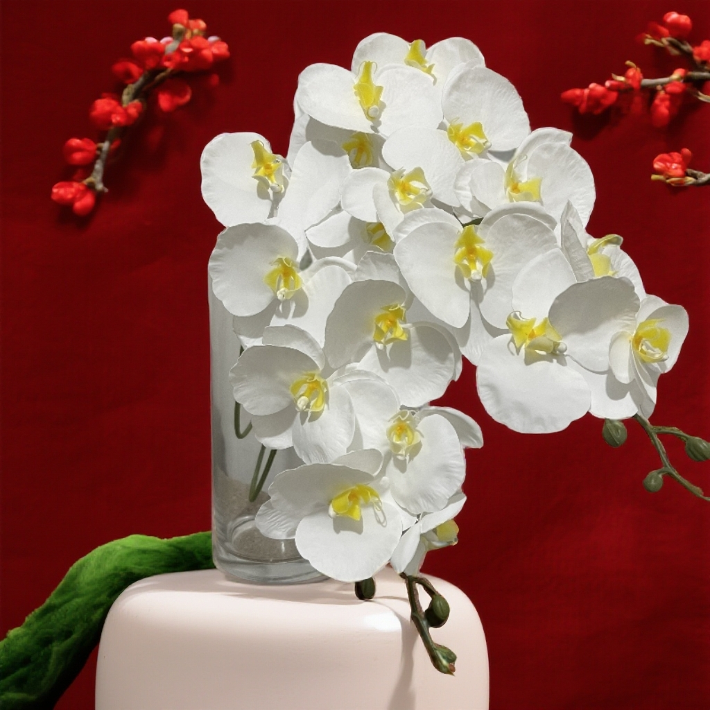 爆款仿真3D蝴蝶兰高档手感胶片假花高级感客厅摆件高品质家居花