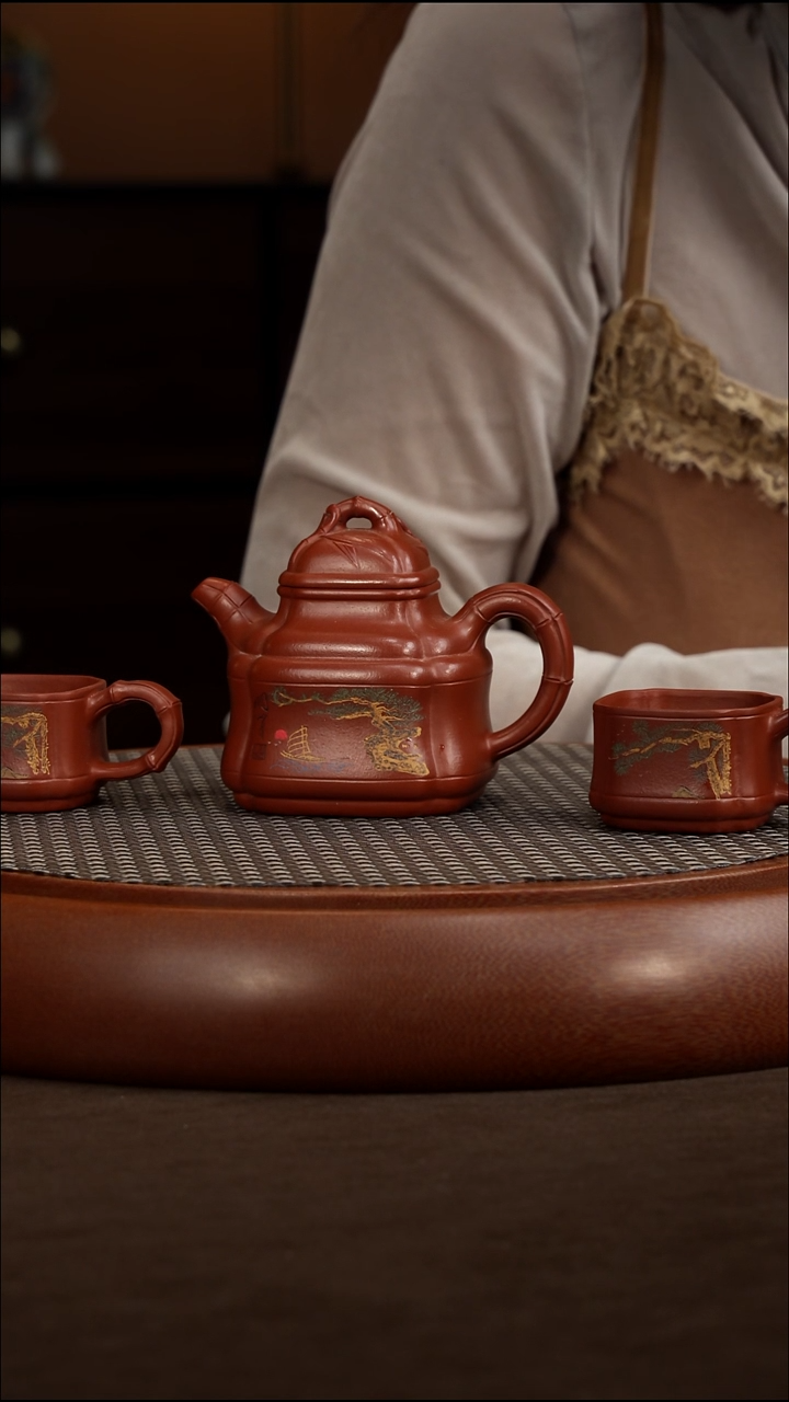 茶壶紫砂【P047】四方竹鼎套组  200c  RH