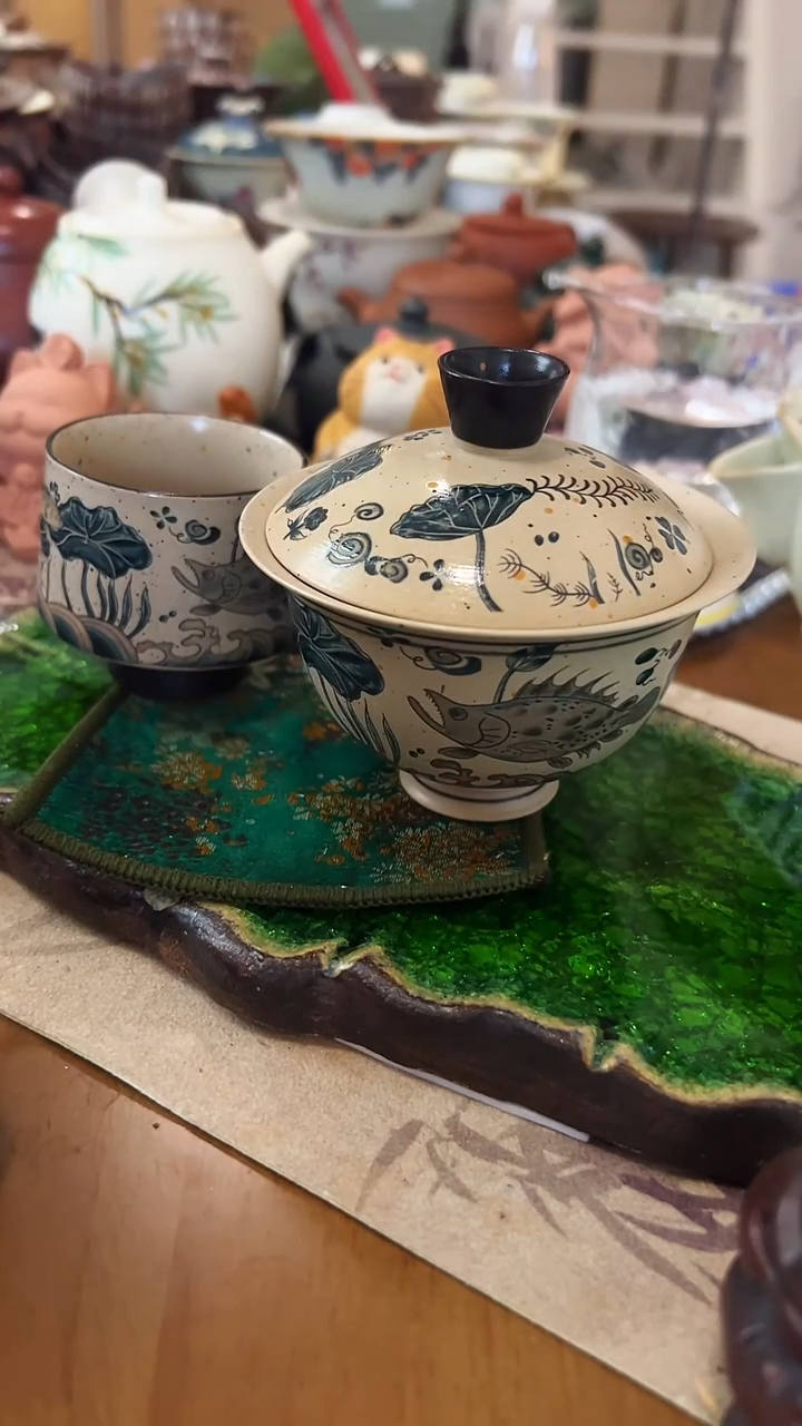 【茶瓷物语】海藻鱼盖碗