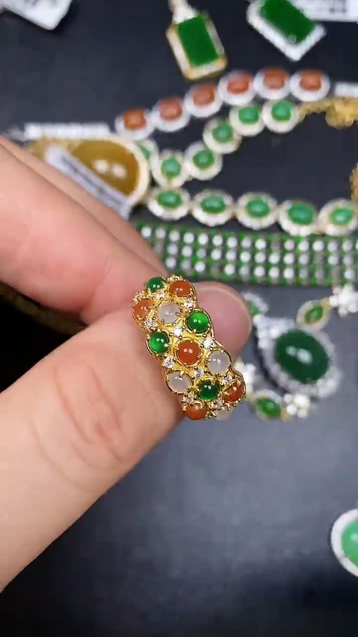 银S925镶嵌戒指翡翠7200