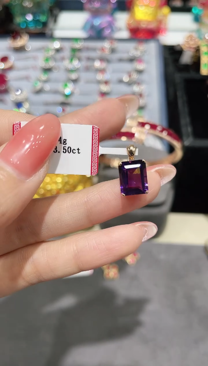 18K金镶嵌吊坠(不含链)紫晶吊坠