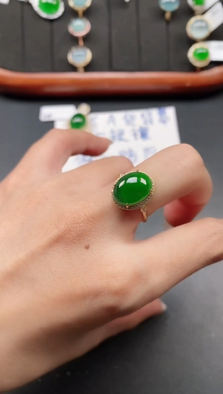 银S925镶嵌戒指翡翠111