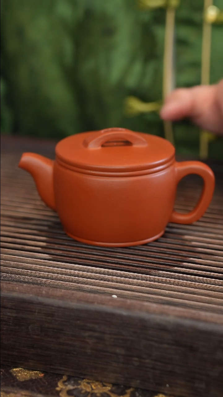 茶壶紫砂汉瓦 朱泥 半手工 210cc【宽口】