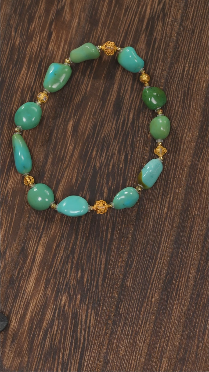 【闪购商品】绿松石手链18K金镶嵌1