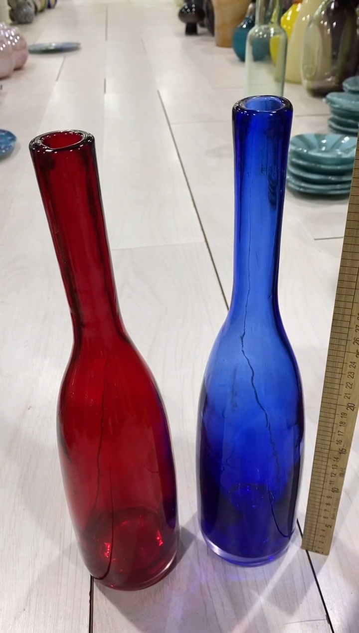 慕忆家手作琉璃花瓶高41一对