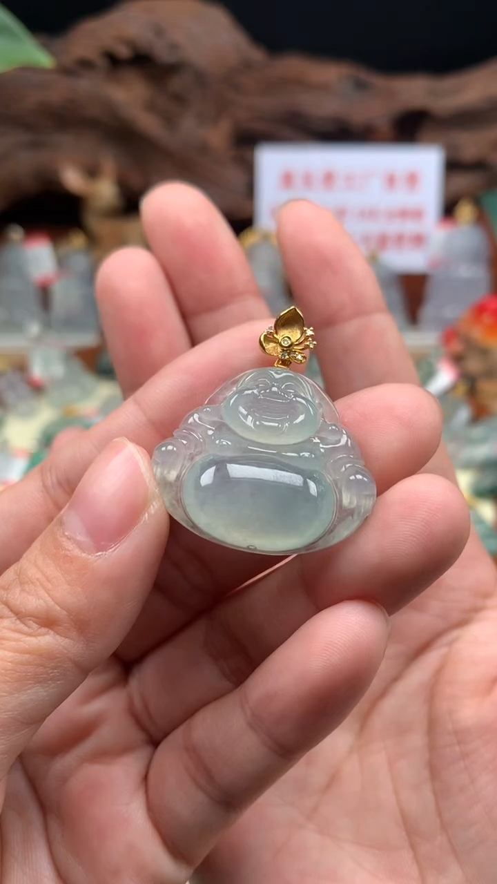 【闪购商品】翡翠吊坠(不含链)18K金镶嵌佛公