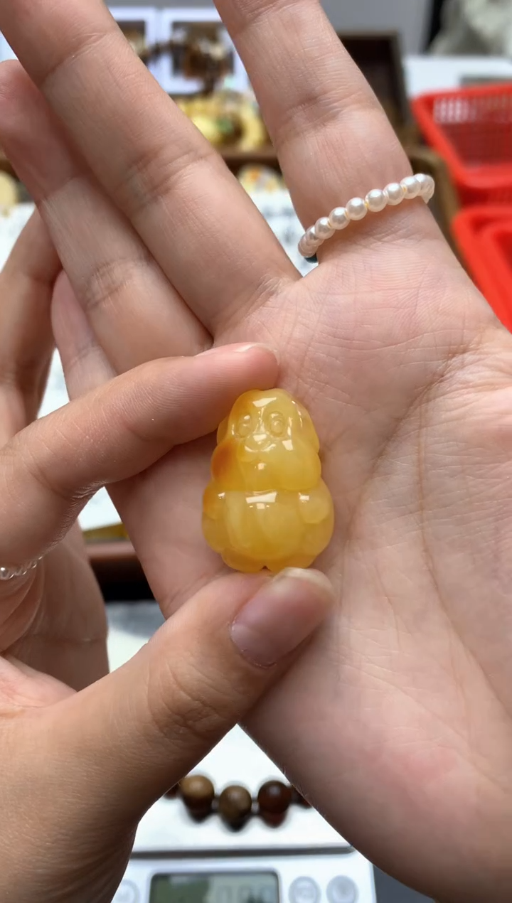 【闪购商品】琥珀珠宝奇石未镶嵌001琥珀蜜蜡花粉有纹小坑介意勿拍