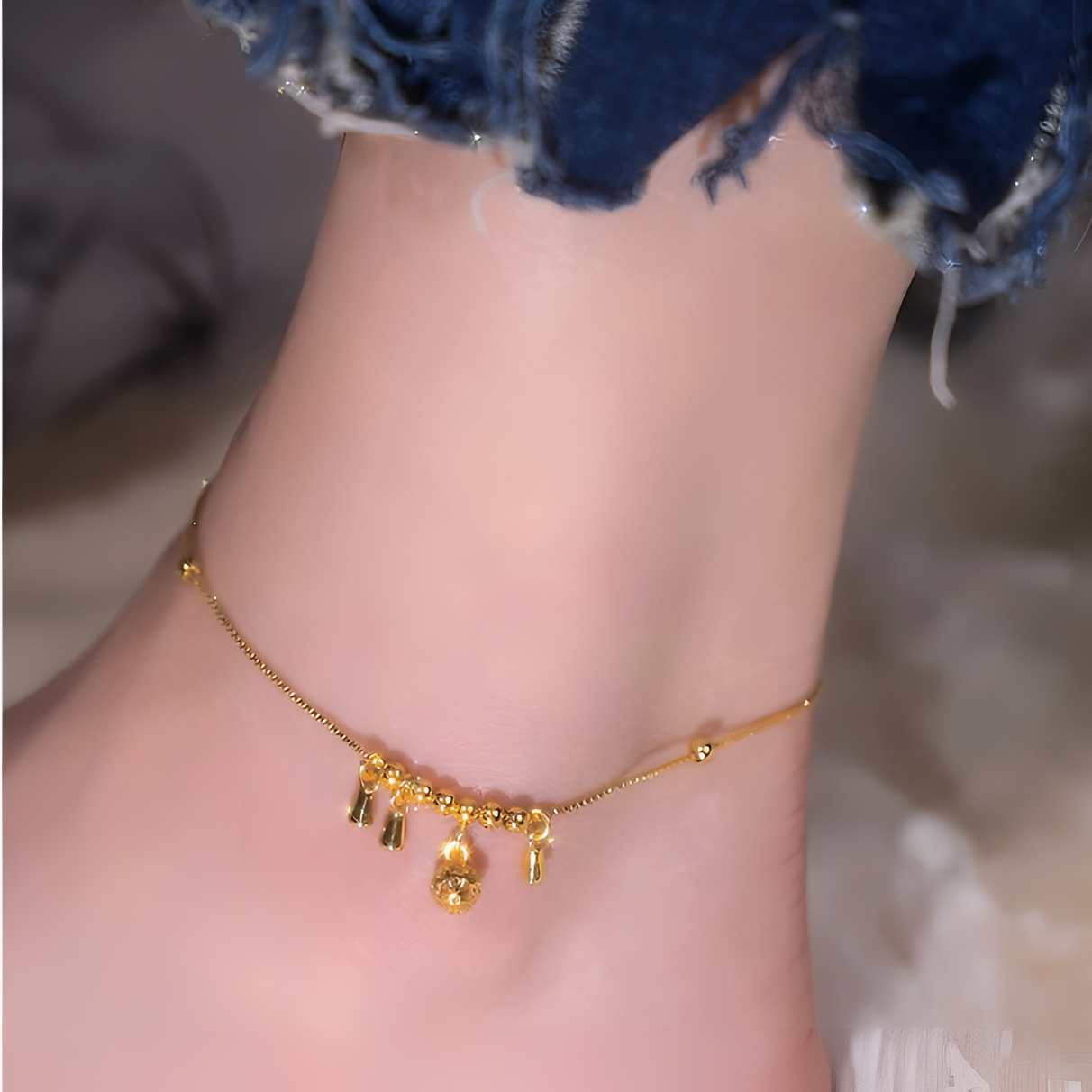  蛇年镂空铃铛脚链百搭古风精致