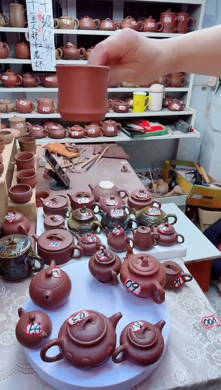 茶杯紫砂厚**物竹节小杯  