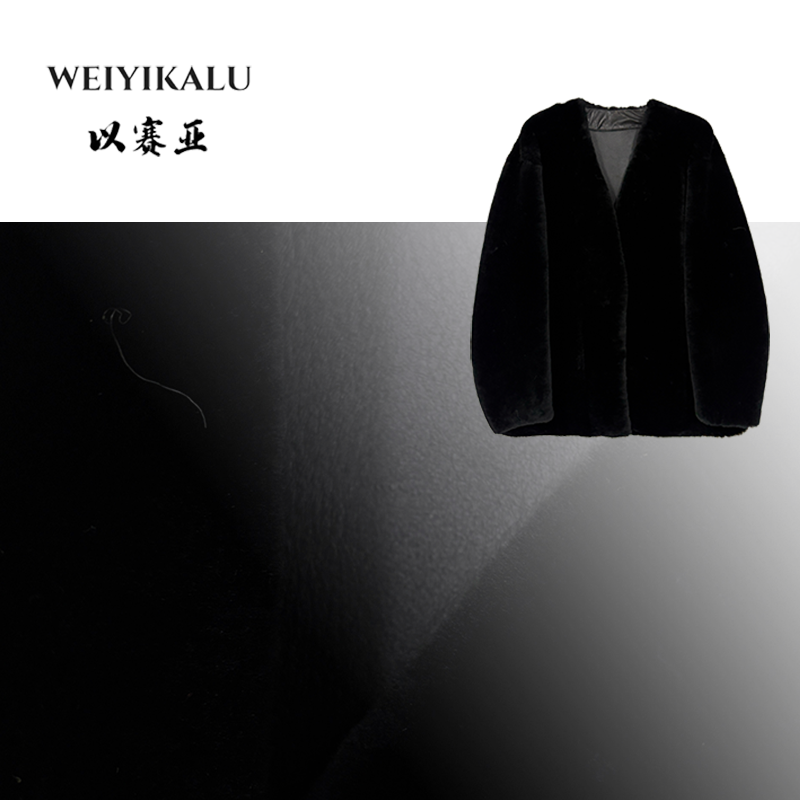 以赛亚 反季清仓 25年AT皮草休闲时尚V领一粒扣皮毛一体外套 7921