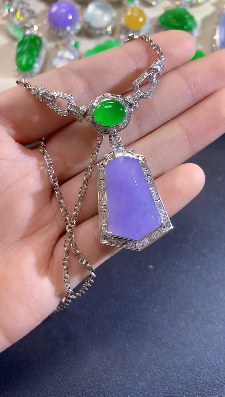 套链18K金镶嵌翡翠?***✨S10  紫货有一定色差