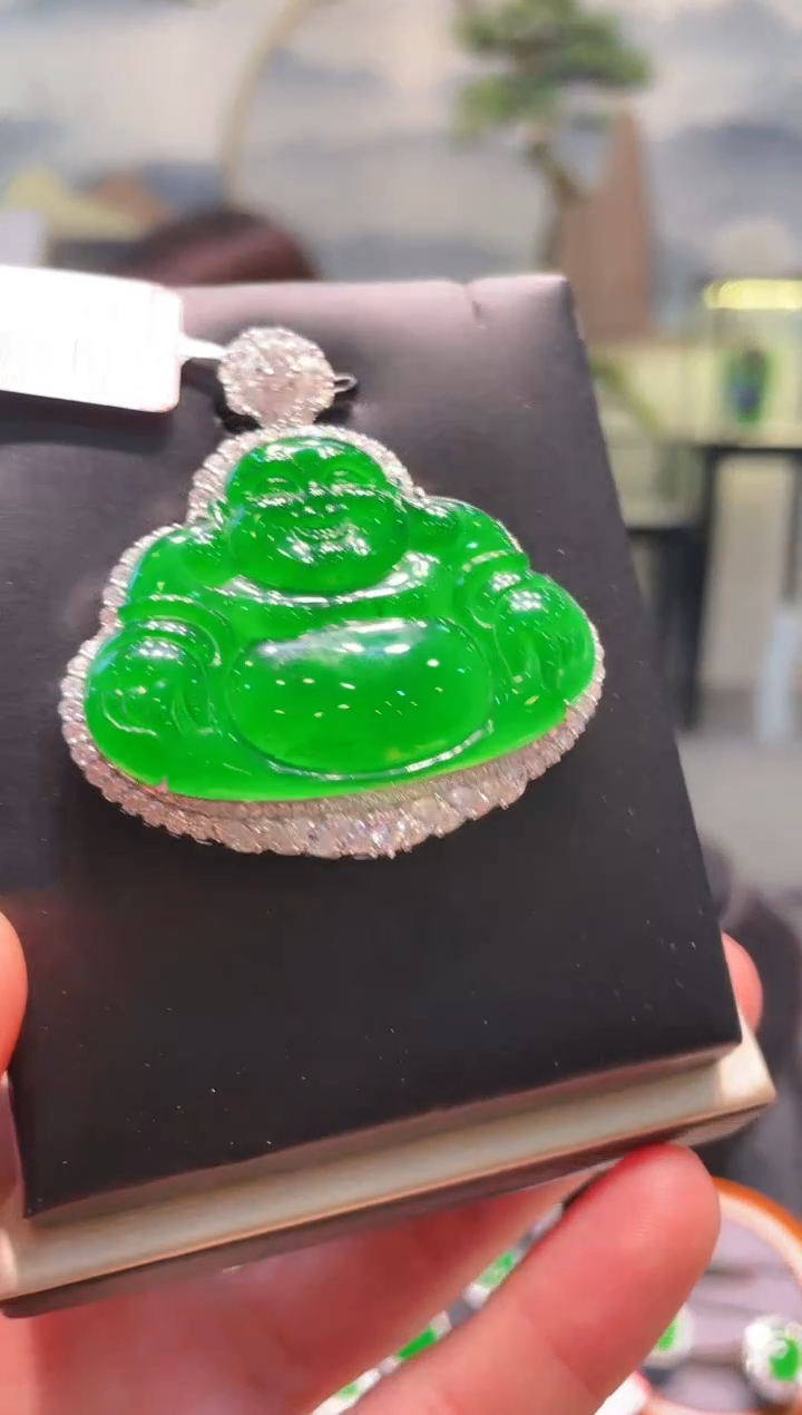 【闪购商品】翡翠颈饰18K金镶嵌A64天然A货翡翠