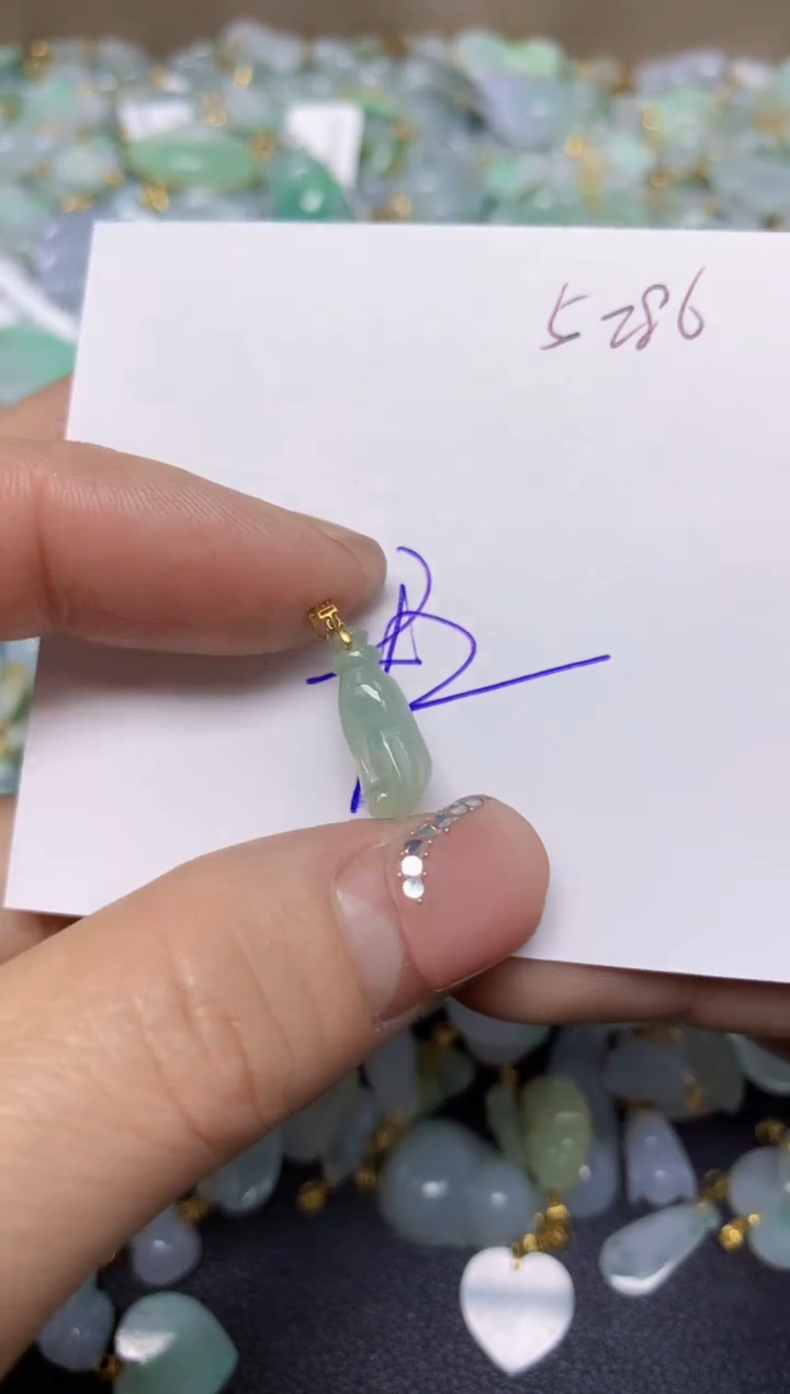 【闪购商品】翡翠挂件18K金镶嵌 天然翡翠A货