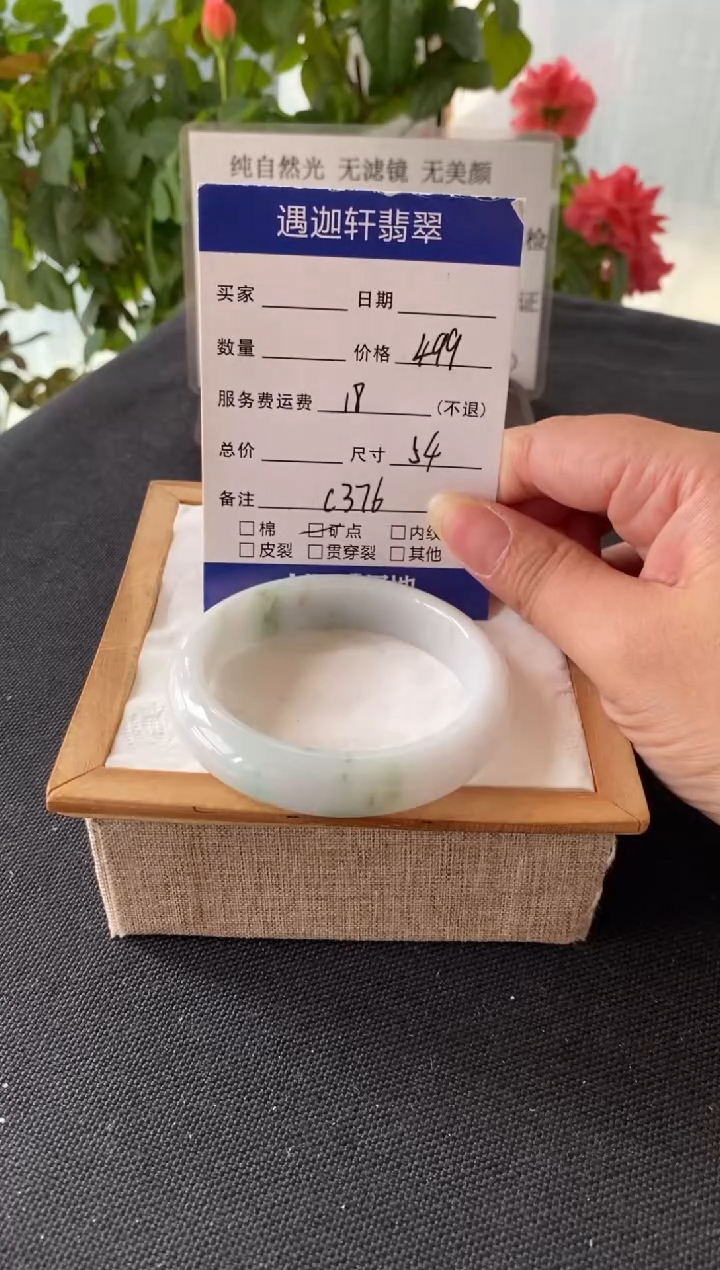 未镶嵌手镯翡翠53.8圈口 C376编码