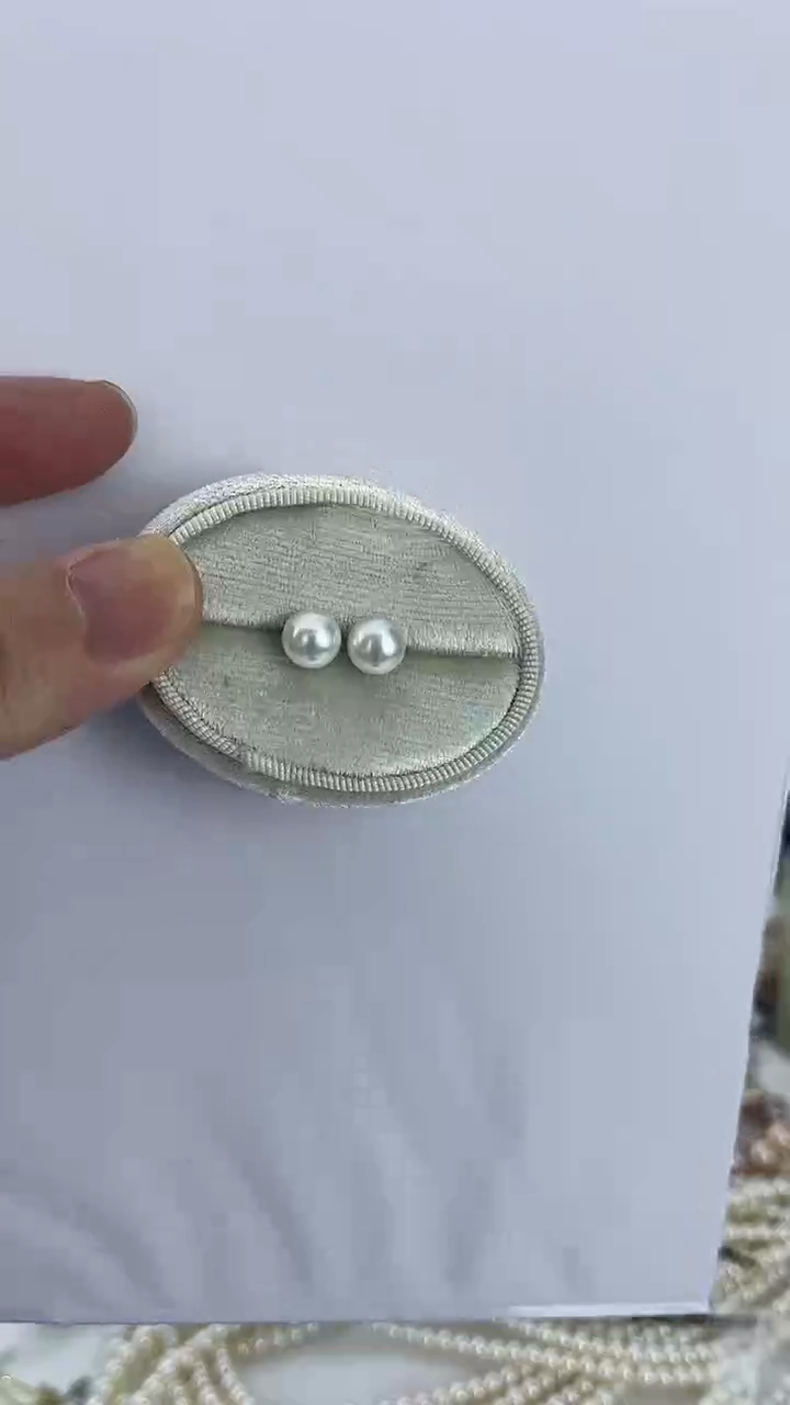银S925镶嵌耳饰淡水珍珠天然珍珠极光小耳钉7-8