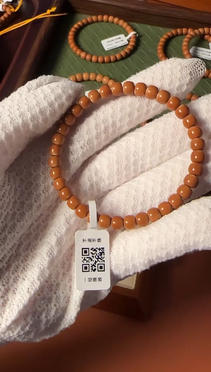 手串橄榄核【168核尖】6.2mm老挝一代核尖老型单圈 正三花倒角白