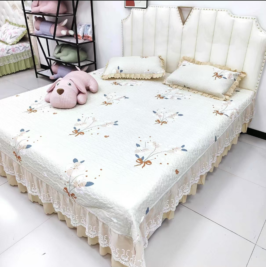 新人福利款清库存（芳华三件套）四季床盖双层纱蕾丝床裙可机洗床品