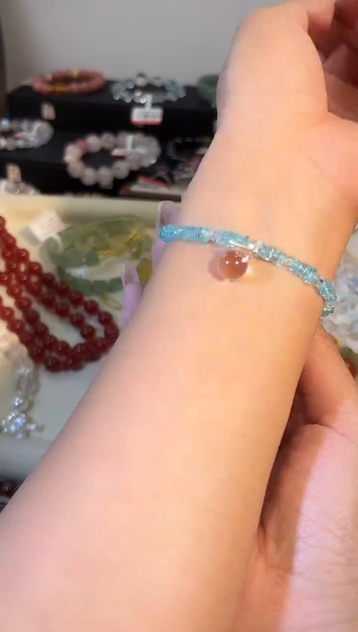 银S925镶嵌磷灰石手链p627多样性发货一件