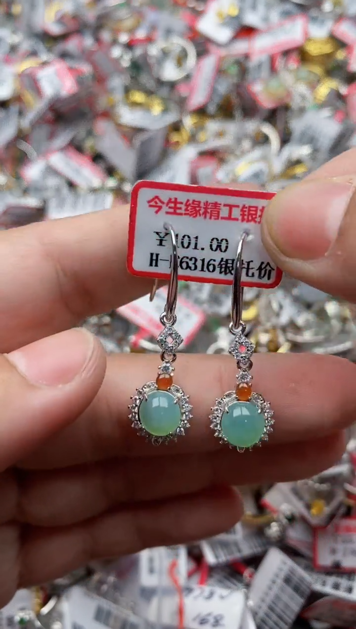 【闪购商品】翡翠戒指银S925镶嵌55555---10