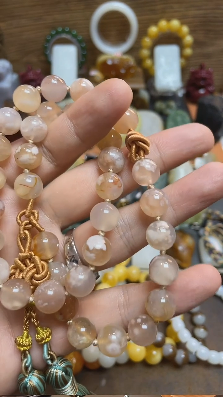 玛瑙/玉髓·未镶嵌樱花玛瑙手持