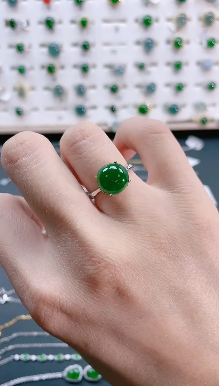【闪购商品】翡翠戒指银S925镶嵌天然翡翠