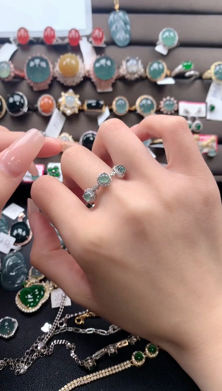 【闪购商品】翡翠戒指银S925镶嵌5435435