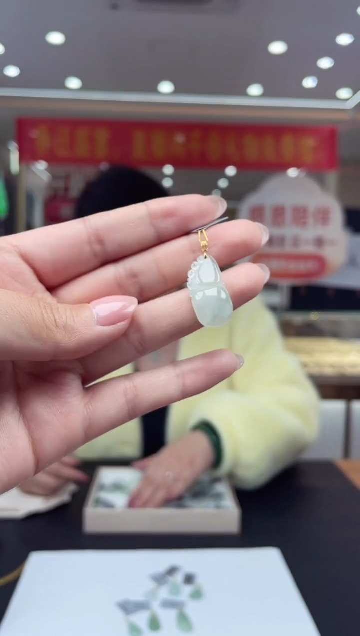 【闪购商品】翡翠挂件18K金镶嵌18K金扣花件多人@@CMT1561-2