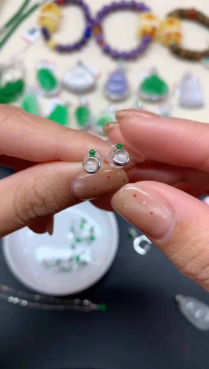 【闪购商品】翡翠耳饰18K金镶嵌耳饰A119|980