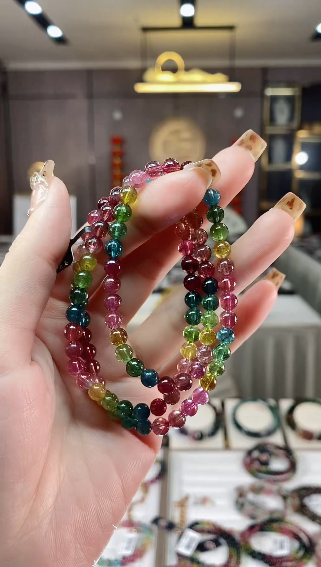 【闪购商品】碧玺三圈手串5mm+未镶嵌一物一证dan