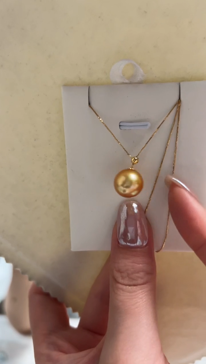 18K金镶嵌海水珍珠DA金珠Y链 11-12 xj011