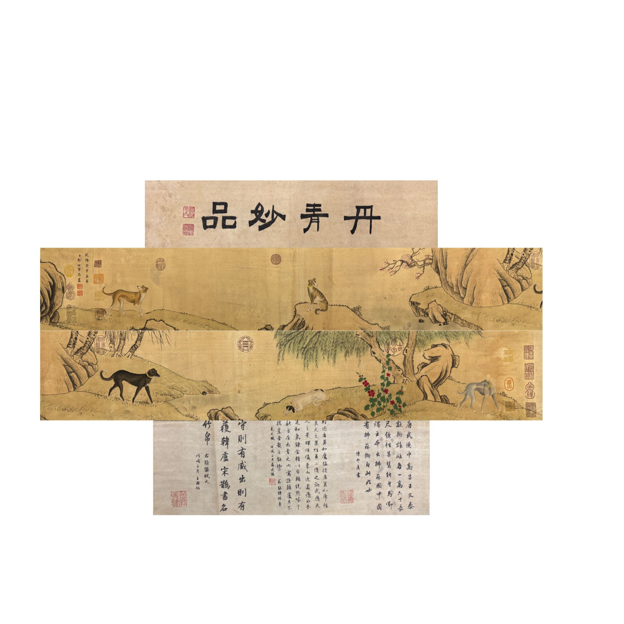 郎世宁《俊犬图长卷》YHY1-108—22X229cm