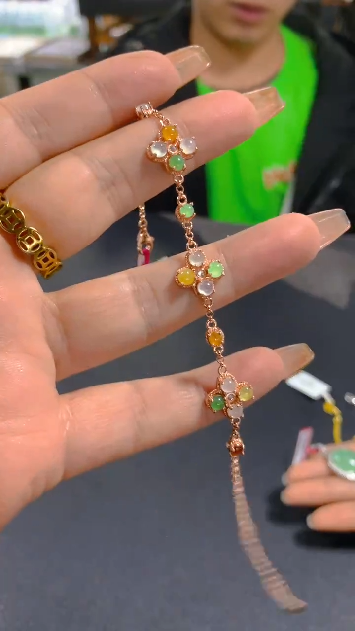 【闪购商品】翡翠手链银S925镶嵌0968023016/多样性发一