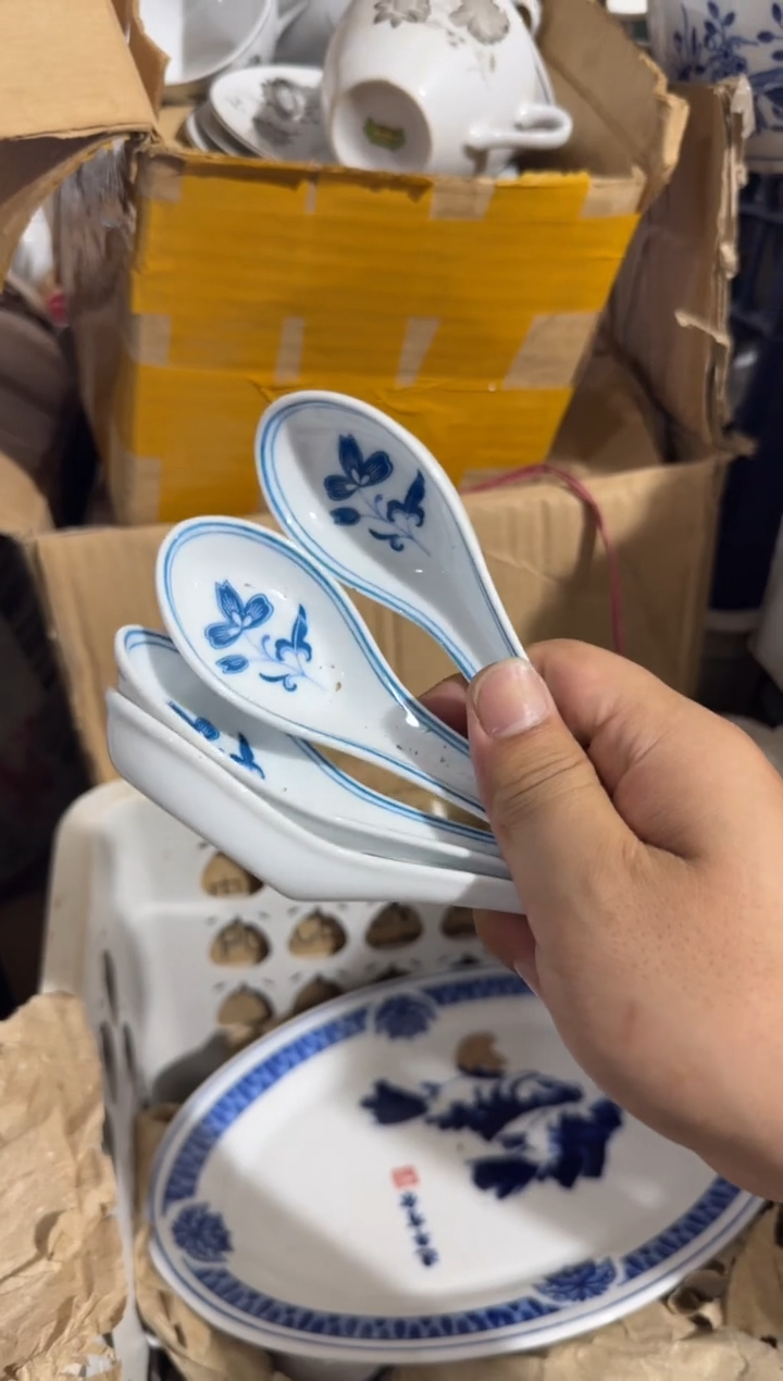 摆件蓝海棠勺子四个一组微瑕请慎拍