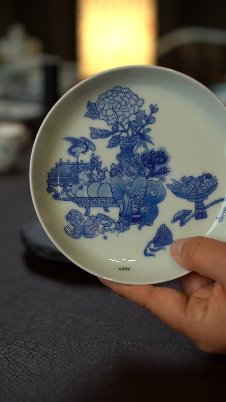 全手绘青花清供壶承