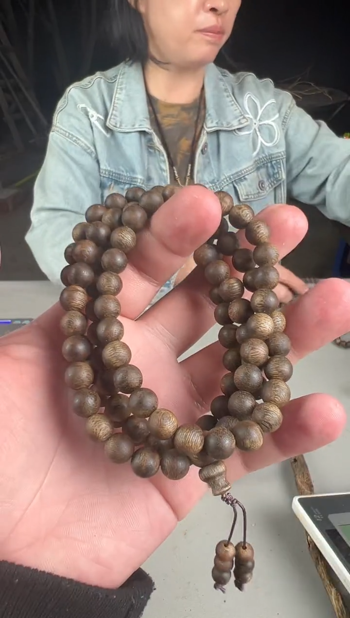 沉香沉香碎屑东*破张勺子沉水08多圈圆珠41克+多样性发1