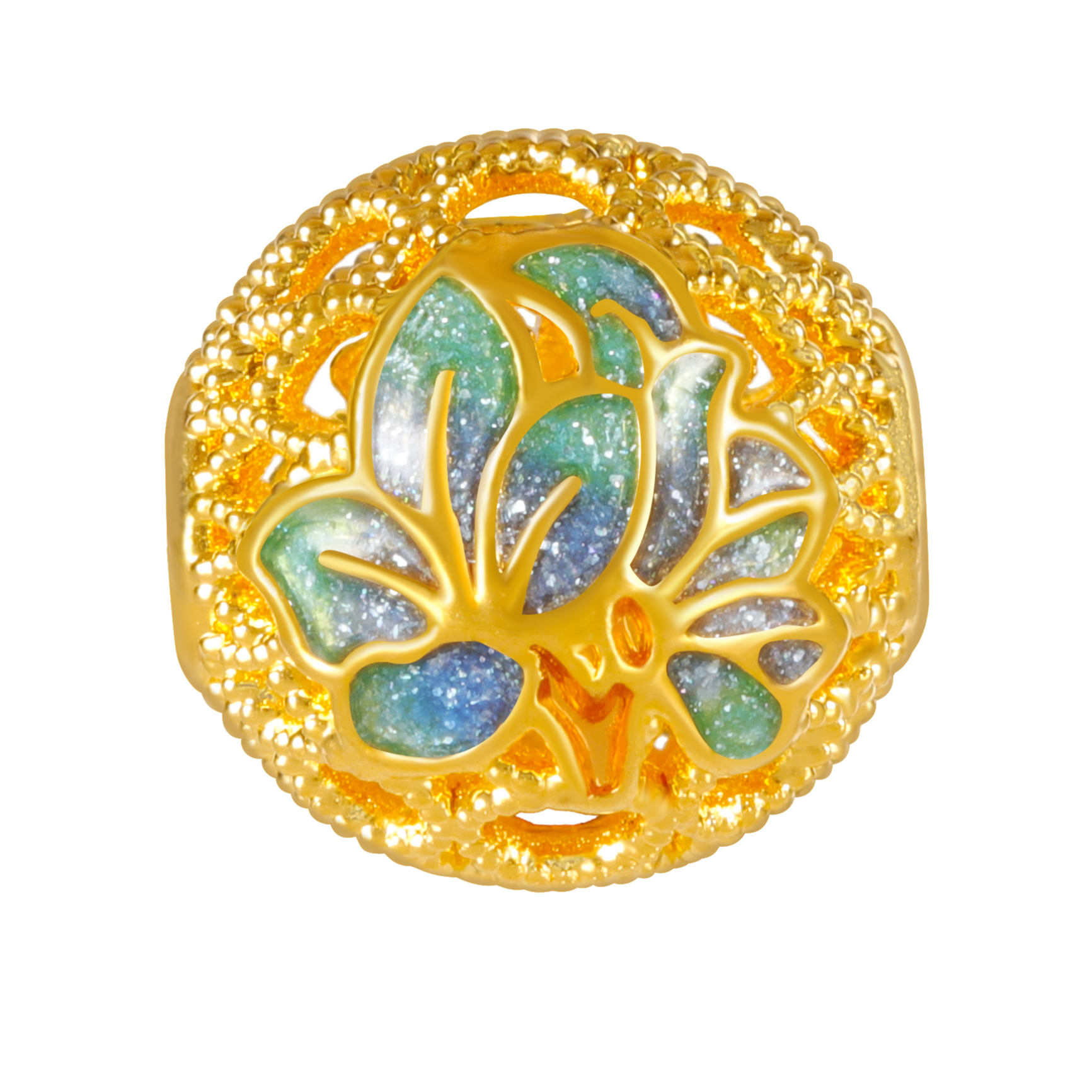 CBAI/菜百AL足金饰品 转运珠 桂花