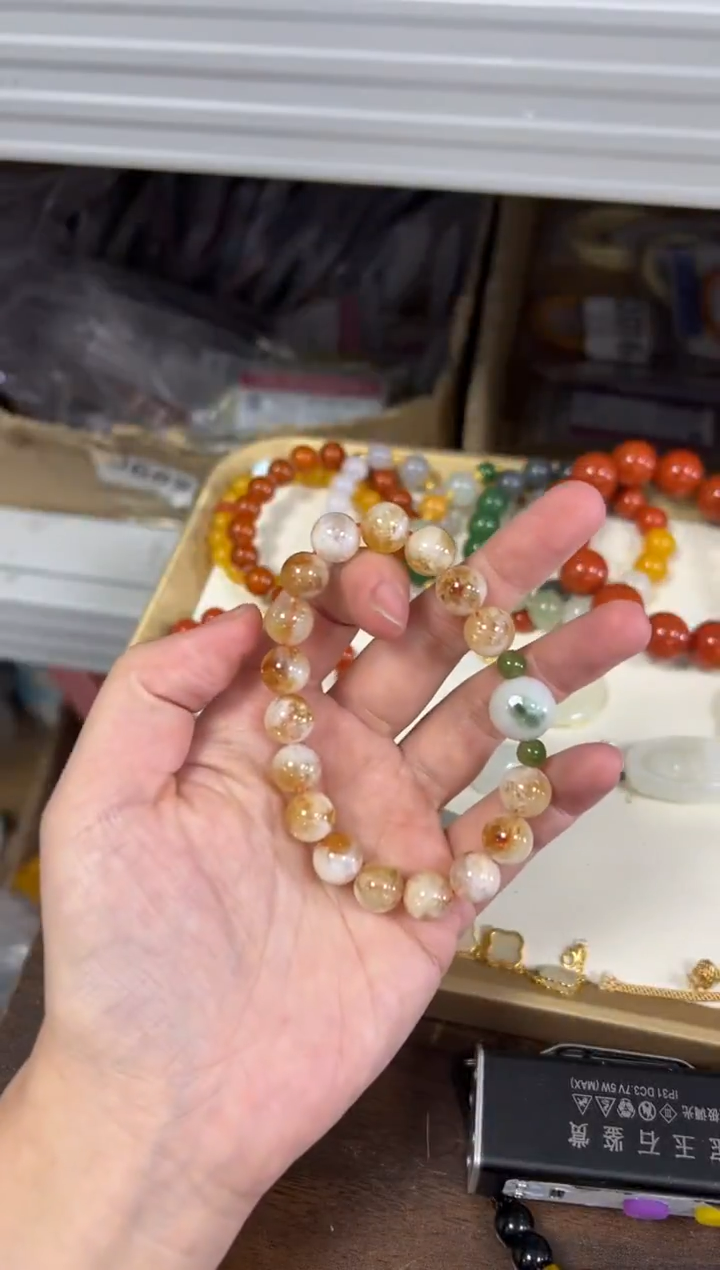 未镶嵌手链水晶人间富贵花翡翠顶珠款手链[0844]