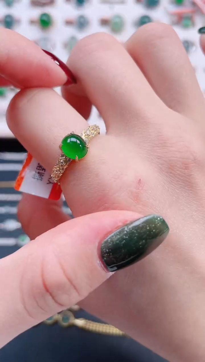 银S925镶嵌戒指翡翠天然翡翠